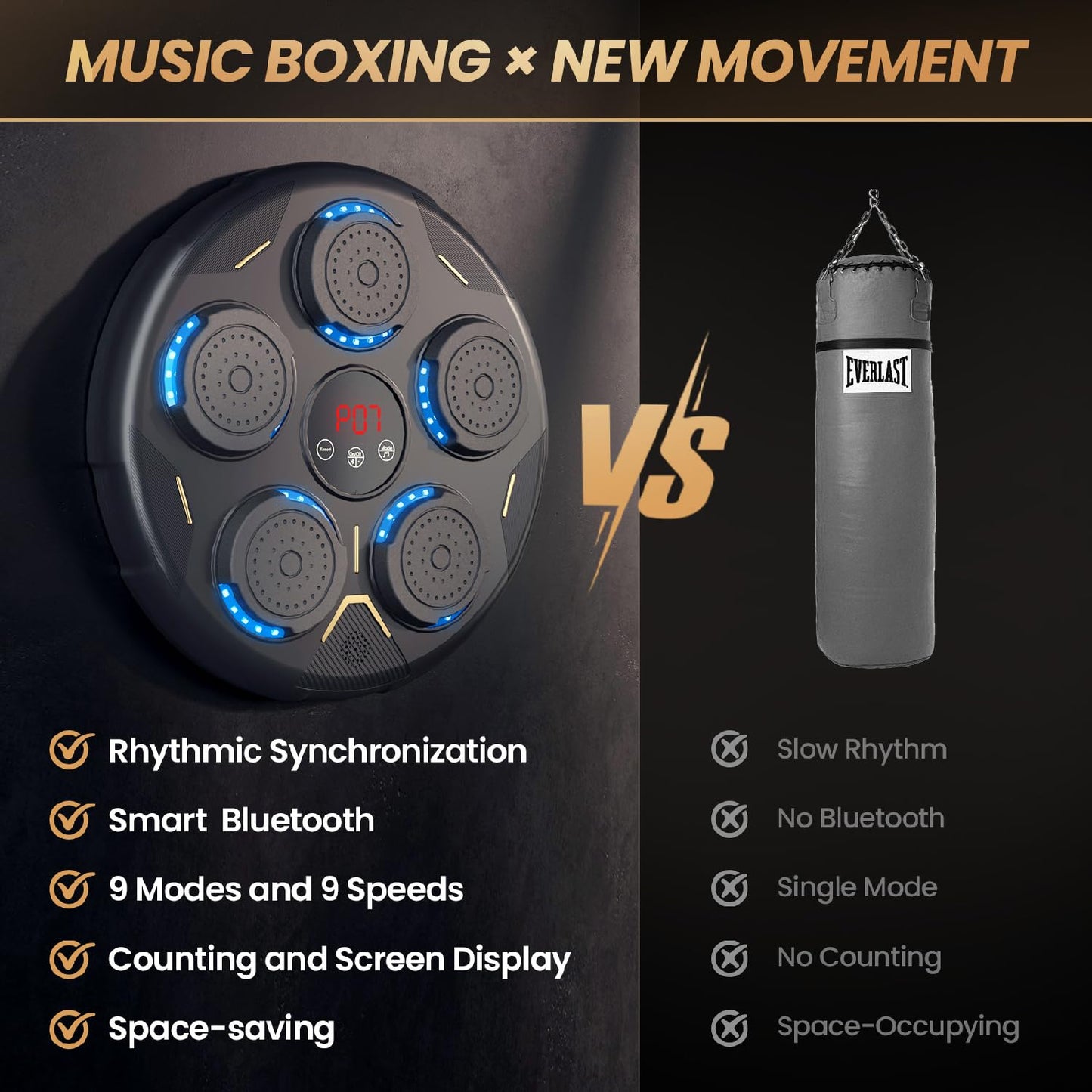 Music Boxing Machine, Boxing Machine Wall Mounted Music with Gloves