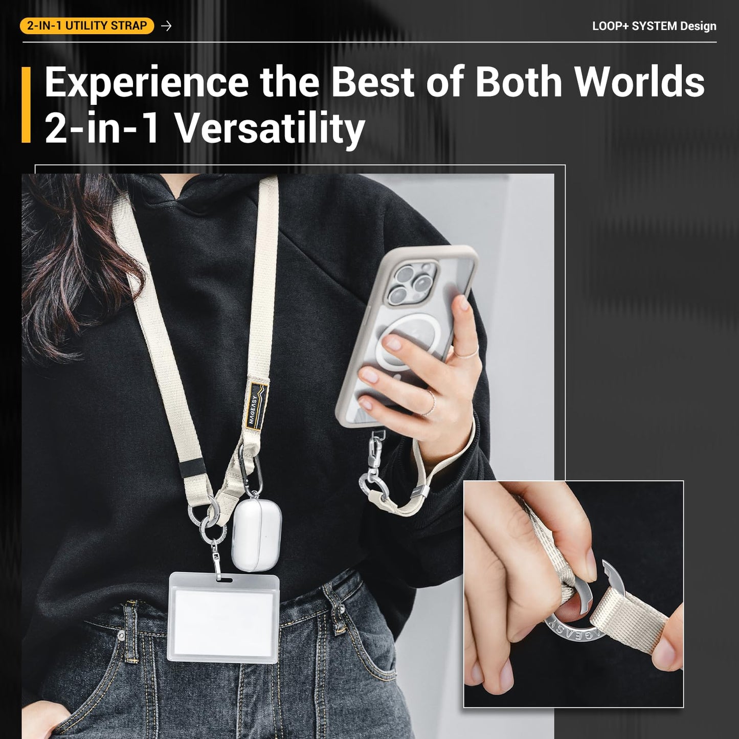 2-In-1 Cell Phone Lanyard - Universal Crossbody Phone Strap