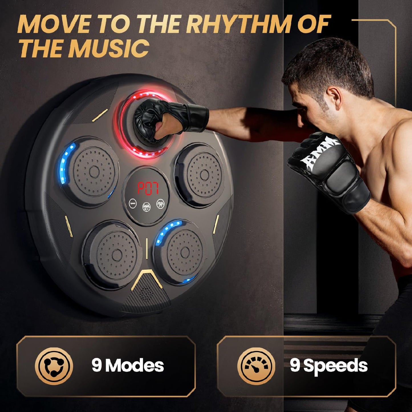 Music Boxing Machine, Boxing Machine Wall Mounted Music with Gloves