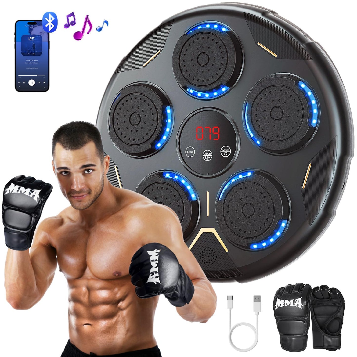 Music Boxing Machine, Boxing Machine Wall Mounted Music with Gloves