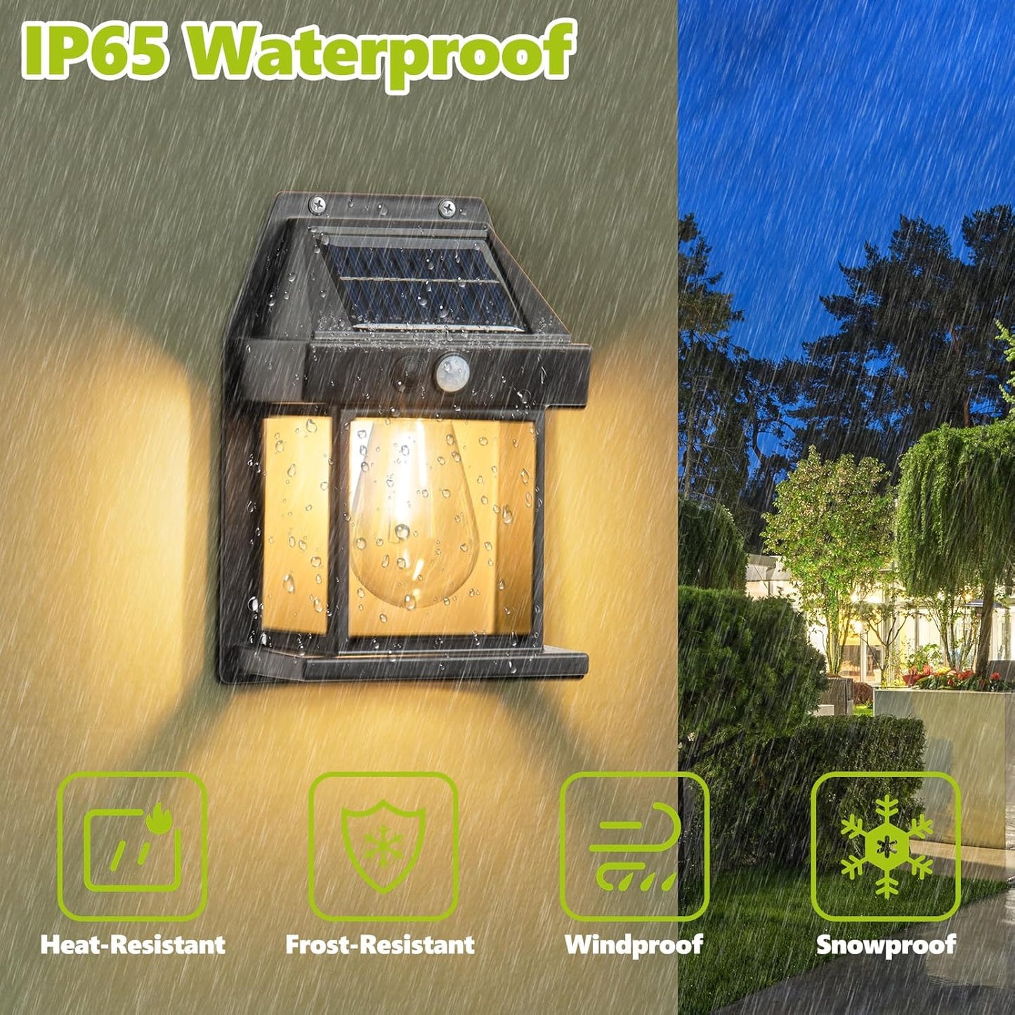 Solar Wall Lights Outdoor，Waterproof Solar Porch Light, Wireless Motion Sensor